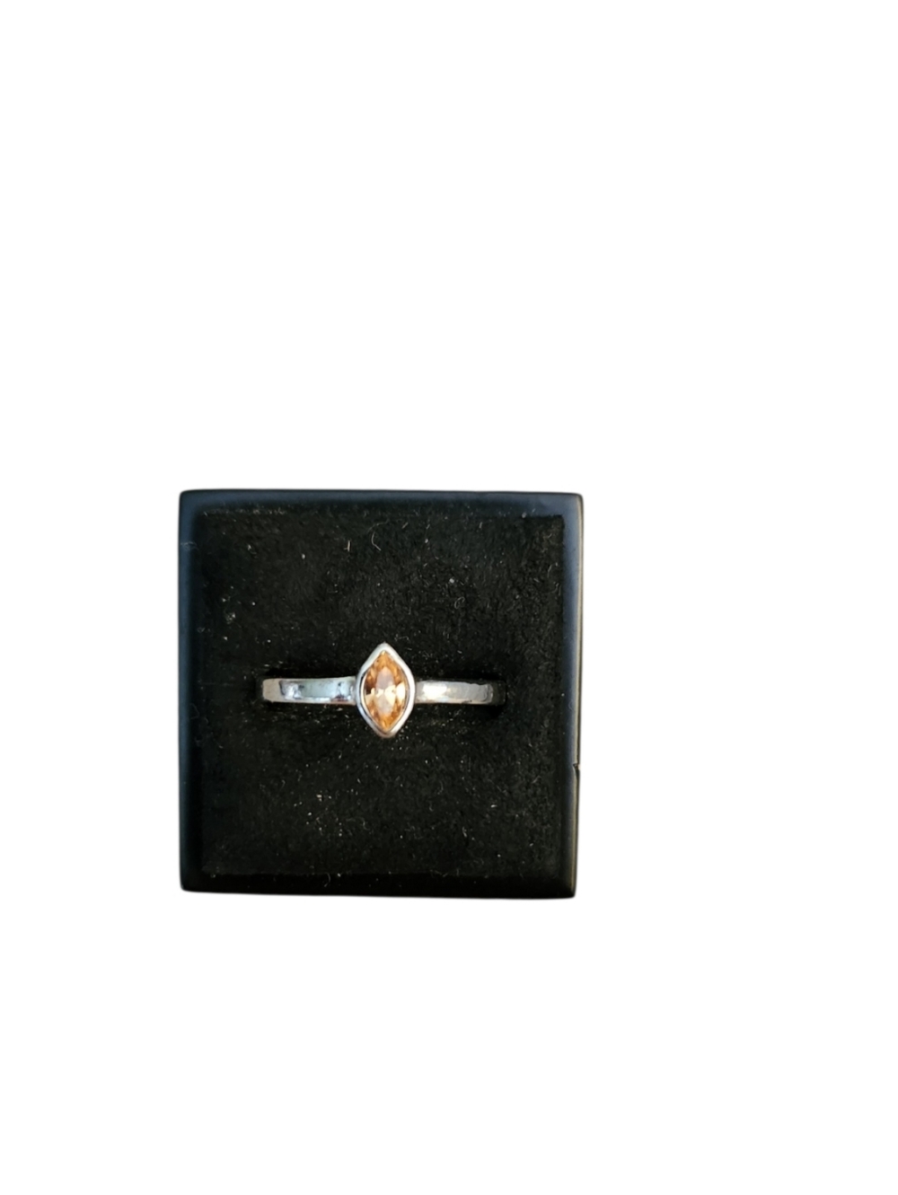Size 6 Silver Toned Brown Gem Delicate Thin Metal Stackable Ring